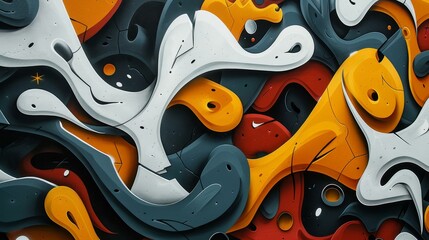 Vibrant mural blends contrasting hues for dynamic appeal, Ai Generated