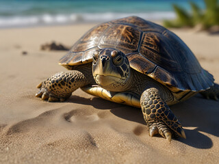 Obraz premium Sea Turtle on a Tropical Beach