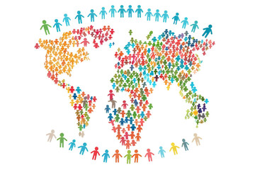 Fototapeta premium Symbolic World Population Day poster design, vector format isolated on white for easy use.