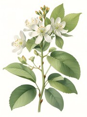 Fototapeta premium American Ash Flower Watercolor Plant Nature Art 