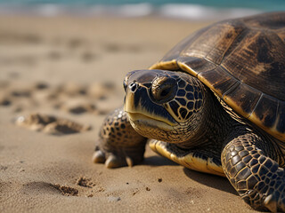 Obraz premium Sea Turtle on a Tropical Beach