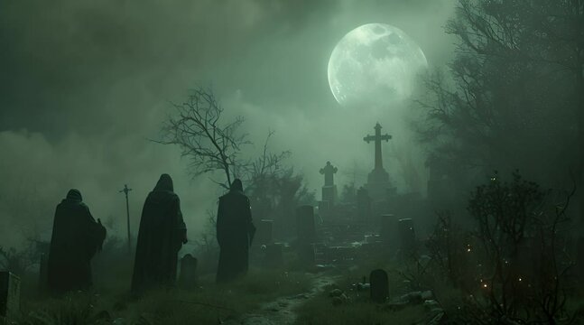 graveyard in the night