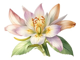 Anthericum Flower Watercolor Plant Nature Art
