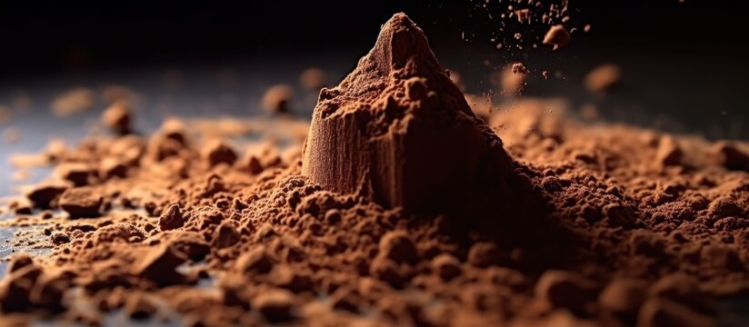 black background chocolate powder