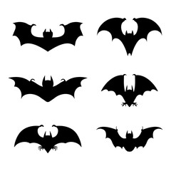 Silhouette bats set situared on white background vector.