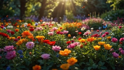 Butterfly on flower Tranquil Garden Flowers and Butterflies