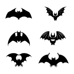 Fototapeta premium Silhouette bats set situared on white background vector.