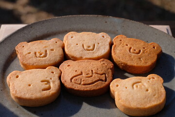 bear shaped cookies on a plate