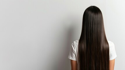 Woman with long hair.
