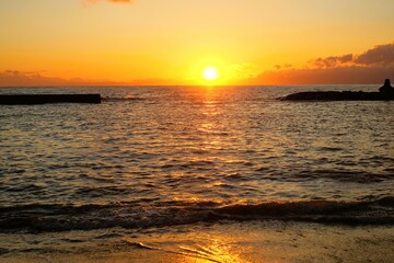 Obraz premium sunset over the sea of Morito ,Hayama, Japan