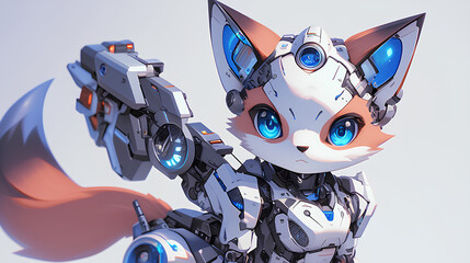 futuristic 3d fox mecha costume