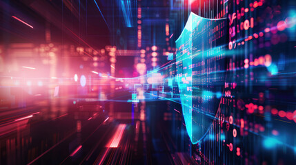 Fototapeta premium Futuristic Cyber Security Shield Background