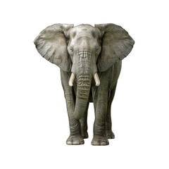 Fototapeta premium A large, gray African elephant stands alone against a transparent background