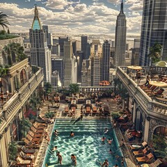 Rooftop Pool Parties in Cityscape