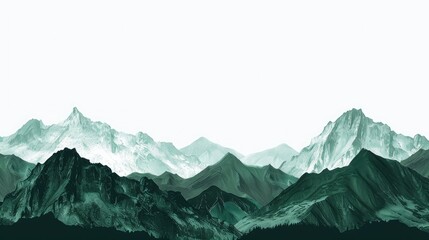 Fototapeta premium A Minimalist Illustration Of Green Mountains Against A White Background