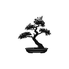a black and white drawing of a bonsai tree