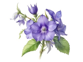 Bellflower Flower Watercolor Plant Nature Art
