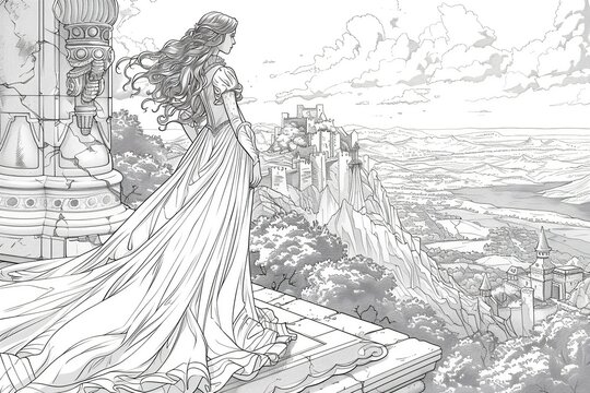 Let your child's imagination soar with this delightful winter princess coloring page. The charming princess is set in a magical snowy wonderland, ready to be brought to life with colors.