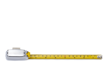 measuring tape with a yellow measuring tape on a transparent background