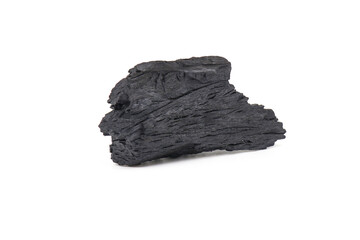 Natural wood charcoal, traditional charcoal or hardwood charcoal isolated on white background. For...
