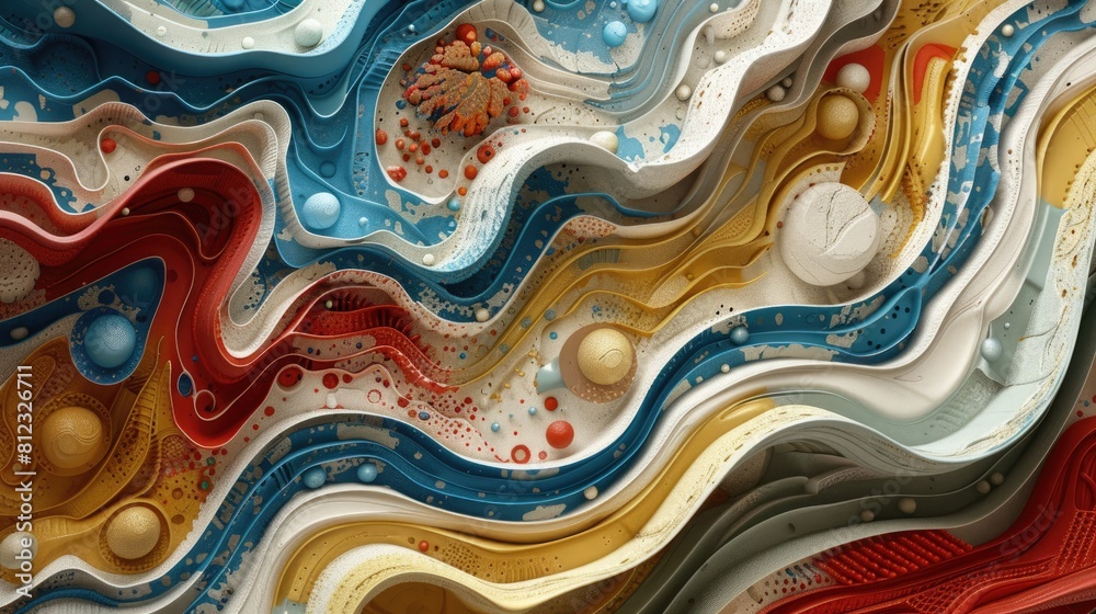 Wall mural a vibrant 3d rendering captures an abstract piece of surreal art showcasing a textured background wi