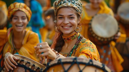 Imagine a cultural festival showcasing traditional music, dance, and cuisine from around the world,...