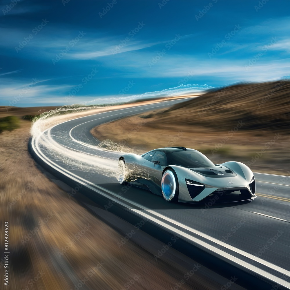 Wall mural super fast electrical car motion blur