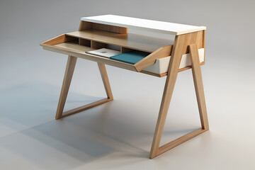 Compact writing desk with a minimalist aesthetic.