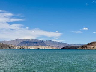 an oasis in the middle of the wild desert - a lake in the Las Vegas desert