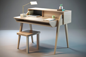 Compact writing desk with a minimalist aesthetic