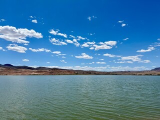 an oasis in the middle of the wild desert - a lake in the Las Vegas desert