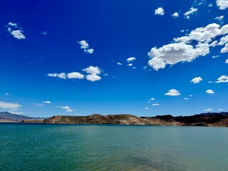 an oasis in the middle of the wild desert - a lake in the Las Vegas desert