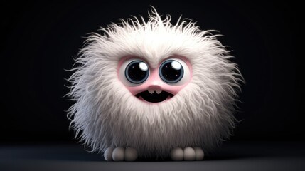 Fluffy Monster With Cute Big Cartoon Eyes