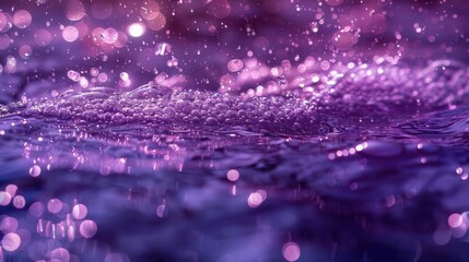 Purple Flower in the Rain with Sparkles in the Foreground.