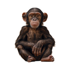 Fototapeta premium Adorable monkey with fluffy fur, isolated on a transparent background