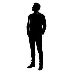Obraz premium A man look up vector silhouette black colour illustration isolated white background