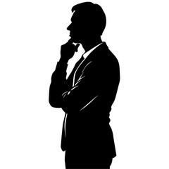 A man look up vector silhouette black colour illustration isolated white background