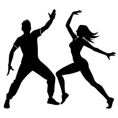 a set of street dance, stylish pose, hip hop dance, male and female vector silhouette
