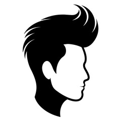 Pompadour haircut silhouette vector silhouette, modern style black colour silhouette, white background
