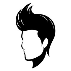 Pompadour haircut silhouette vector silhouette, modern style black colour silhouette, white background