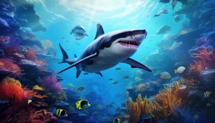 Obraz premium The Orcinus Orca in the ocean, portrait of Orca hunting prey in the underwater