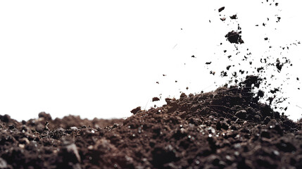 soil dirt flying pile scattered isolated on white background - Powered by Adobe