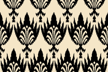 Ikat paisley embroidery on the fabric in Indonesia,India and asian countries.geometric ethnic oriental seamless pattern.Aztec style. illustration.design for texture,fabric,clothing,wrapping,carpet