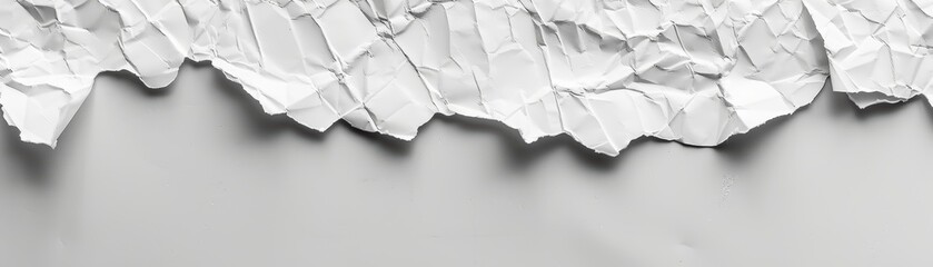 The image shows a white crumpled paper on a gray background.