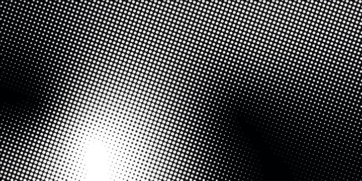 Dot white black pattern gradient texture background. Abstract pop art halftone and retro style.