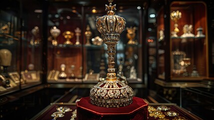 Imagine a secret meeting where members of a royal dynasty plot to reclaim their throne, a family scepter prominently displayed