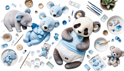 elephant boys blue watercolor baby sleeping nursery animals koala panda animal childcare center bear giraffe sloth squirrel girl pink sky star cloud night sleep cute decor bedchamber poster print