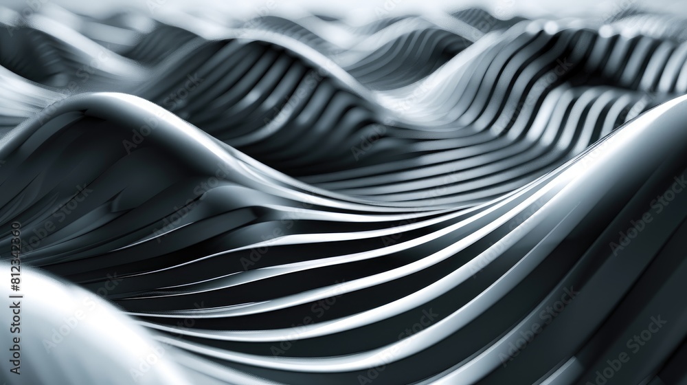 Poster design is characterized by undulating lines that overlay a sleek and polished background