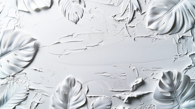 abstract plaster patterns with tropical leaves
