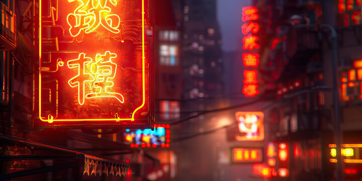 Neon Nights: An atmospheric image capturing the electric glow of neon signs illuminating the streets and buildings of a bustling city at night